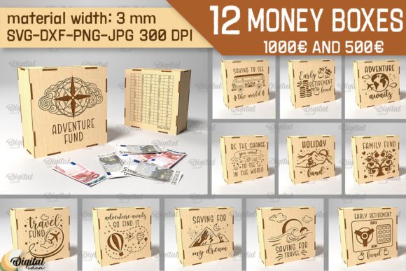 Download 3D Money Bank Box Laser Cut Bundle - Money Collection