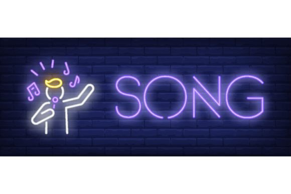 Download Song Neon Sign. Singing Person on Brick - Song Collection