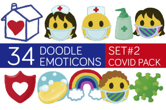 Download Doodle Emotes Sticker Set 2, Covid Theme - Covid Collection