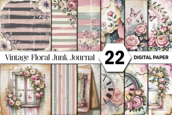 Download Vintage Floral Junk Journal Background - Premium Bundle
