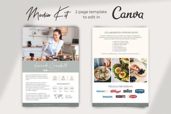 Download Food Blogger Media Kit Canva Template - Media kit Collection