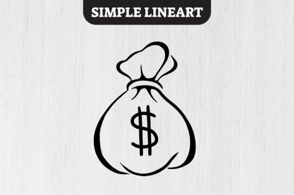 Download Simple Lineart Vector - Bag of Money - Money Collection